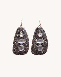 Carter Earrings-Brass Ox Clear