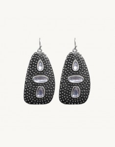 Carter Earrings-Silver Ox Clear