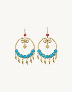 Mason Earrings-Red Coral Deep Teal